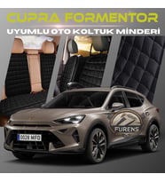 Cupra Formentor Siyah Renk Tay Tüyü Cepli & Terletmez Sırtlı Oto Koltuk Minder Seti - Koltuk Koruma Kılıfı (ÖN & ARKA TAM SET)