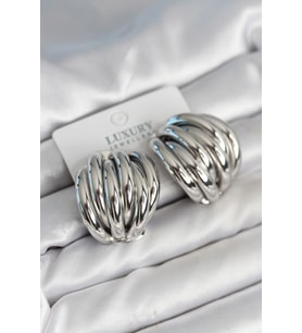 Mey İthalat® Pirinç Gümüş Renk Vintage Kadın Küpe