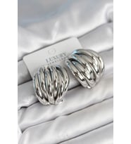 Mey İthalat® Pirinç Gümüş Renk Vintage Kadın Küpe