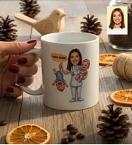 Kişiye Özel Karikatürlü Ebe Kupa Bardak Tıp Bayramı Hediyesi