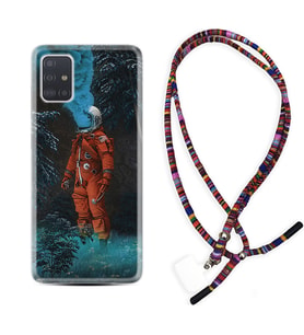 Samsung a71 A72 A73 A7 A9 2018 C7 C9 Kılıf Boyun Asklı Rasta Silikon Astronot Smoke 1769