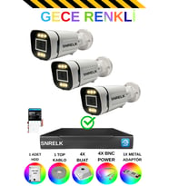 SNRELK sencrom HAMA 3 'LÜ 1080P Full Hd 320 Gb Gece Renkli Güvenlik Kamerası Set