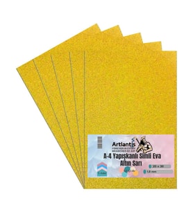 Yapışkanlı Simli Eva Altın Sarı A4 20x30 5 Adet 1 Paket Hobi Okul Öncesi Kreş Anasınıfı Eva Yapışkanlı Simli 20*30 (Altın Simli)