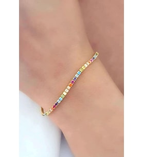 Renkli swarovski taşlı 925 ayar gümüş üzerine altın kaplama bileklik