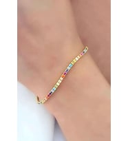 Renkli swarovski taşlı 925 ayar gümüş üzerine altın kaplama bileklik