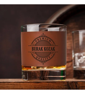 Kadına Hediye Taba Deri Kaplama Viski Bardağı