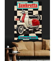 Retro Motosiklet Scooter Dekoratif Kanvas - Mdf Ahşap Tablo