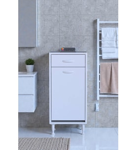 Eliusta Asil 40 cm Kirli Çamaşır Sepetli Banyo Dolabı 1 Çekmeceli Mutfak Çok Amaçlı Dolap 40x88x32,5 cm