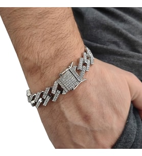 Chavin 15 mm. Kalın Taşlı Alloy Erkek Bileklik ek19by