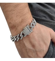 Chavin 15 mm. Kalın Taşlı Alloy Erkek Bileklik ek19by