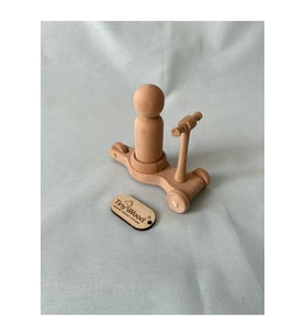 Ahşap Scooter ve Peg Bebek Seti  Doğal Ahşap El Yapımı Oyuncak