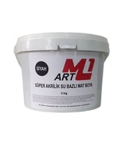 M1 ART Süper Akrilik Su Bazlı Mat  Boya 3.kg Ahşap  Tuval  Seramik  Duvar  Taş Hobi Dekor (Siyah)