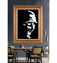 Altın Varaklı Çerçeveli Paspartulu Atatürk Tablo nh28 (Gold)