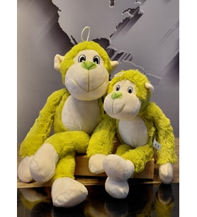 ÇOK SEVİMLİ ANNE BEBEK MAYMUN PELUŞ YEŞİL