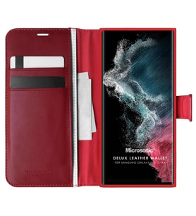 Microsonic Samsung Galaxy S22 Ultra Kılıf Delux Leather Wallet Kırmızı
