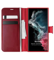 Microsonic Samsung Galaxy S22 Ultra Kılıf Delux Leather Wallet Kırmızı