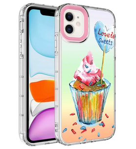 Apple iPhone 11 Kılıf Kamera Çıkıntılı Renkli Desenli Silikon NO15