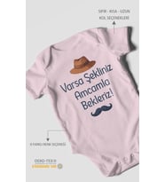 Varsa şekliniz amcamla bekleriz Kısa Kollu Bebek Body %100 Pamuk