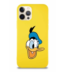 Apple iPhone 12 Pro Soft Premier Kapak Donald Duck-A Tasarımlı Silikon Kılıf - Sarı (Şeffaf)