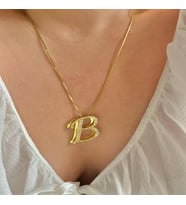 925 Gümüş  Işıltılı İmza Harf Kolye (Gold)
