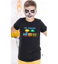Doğum gününe özel Vagonlu Tren Baskılı Çocuk T-shirt- Erkek Çocuk Tişörtü -Hediye Doğum Günü Hediyesi (Siyah)