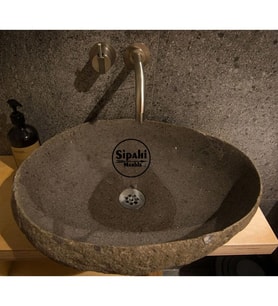 Sipahi Marble Bazalt Doğal Tasarım Taş Lavabo