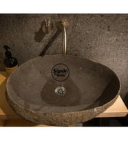 Sipahi Marble Bazalt Doğal Tasarım Taş Lavabo