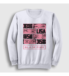 Presmono Unisex Beyaz Comics Blackpink Sweatshirt 19365tt