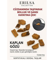 Sertifikalı Ham Cüzdan Boy Kaplan Gözü Taşı Kütle - Cesaret, Odak Günlük Koruma Taşı (Çok Renkli)