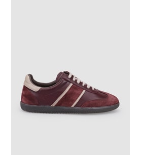 %100 Hakiki Deri Bordo Süet Bağcıklı Kadın Sneaker