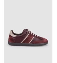 %100 Hakiki Deri Bordo Süet Bağcıklı Kadın Sneaker