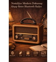 Ahşap Görünümlü Nostaljik Radyo - Bluetooth, USB, - Retro Radyo + Hoparlör !