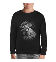 Rooster Realistic Siyah Çocuk Sweatshirt