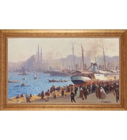 Çerçeveli Paspartulu Manzara Tablo bm1698 (Gold)