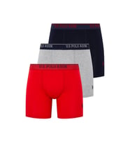 U.S. Polo Assn. Erkek Boxer Set Kırmızı-Gri Melanj-Lacivert