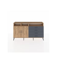 Arges Konsol 5 Raflı 4 Çekmeceli 2 Kapaklı 176x30x99 Çam-Çam/Antrasit