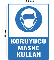 Metal Koruyucu Maske Kullan 15 cm x 20 cm Uyarı Levhası Yönlendirme Tabelası
