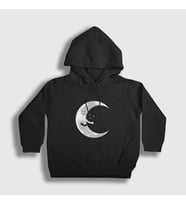 Presmono Unisex Çocuk Siyah Hugging Moon Space Uzay Kapüşonlu Sweatshirt 282538tt
