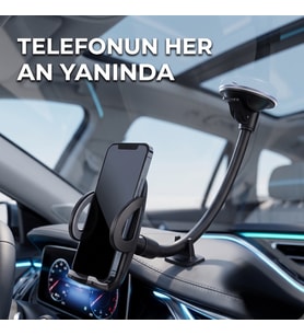 Sarsılmaz Vantuzlu Araç Telefon Sabitleyici, Tek Elle Kullanım Oto Navigasyon ve Telefon Tutacağı