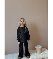 KIZ ÇOCUK YILDIZ TAŞLI 2Lİ PAMUK TAKIM (Siyah)