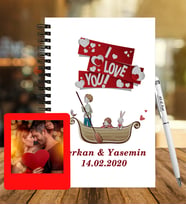 Sevgililer Gününe Özel Ahşap Defter Kalem &  Instagram Çerçeve Hediye Seti 8