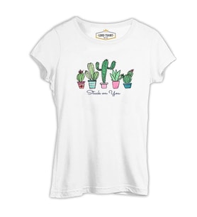 You Get Stuck by a Cactus Beyaz Kadın Tshirt