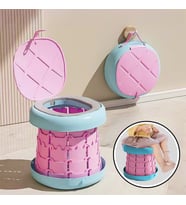 Tuvalet Eğitici Katlanabilir Taşınabilir Çocuk Lazımlık Portatif Seyahat Bebek Tuvaleti (Pembe)