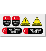 Kişiye Özel Kan Grubu Sticker Seti Motor Kan Grubu Etiket Seti