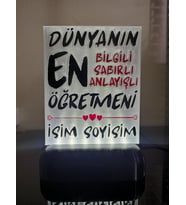 Öğretmene Özel Isimli Dekoratif Led Lamba M5 - Kablolu Adaptörlü - Hediyelik (Beyaz)
