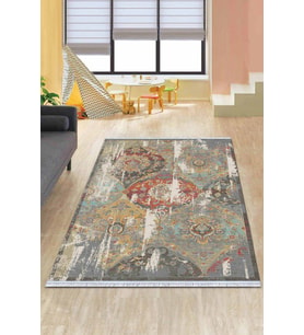 Çok Renkli Modern Dokuma Pamuk Taban Kaymaz Kilim KLM062