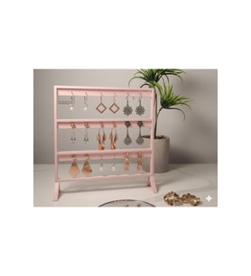 Şık Modern Küpe Standı, Pembe Takı Düzenleyici, Takı Standı , Küpe askısı , 3 bölmeli Organizer