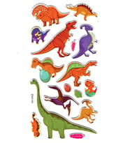 Sticker Kabartmalı Stiker Çıkartma Etiket (XHC032)-18x9 cm- Renkli Dinozor