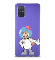 Samsung Galaxy A71 Soft Premier Kapak Sandy Tasarımlı Silikon Kılıf - Mor (Şeffaf)