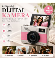 Retro Mini Dijital Kamera 1080P HD – 180° Döner Ekran, Selfie Vlog Kamerası, Dahili Flaş ve Filtre Efektleri